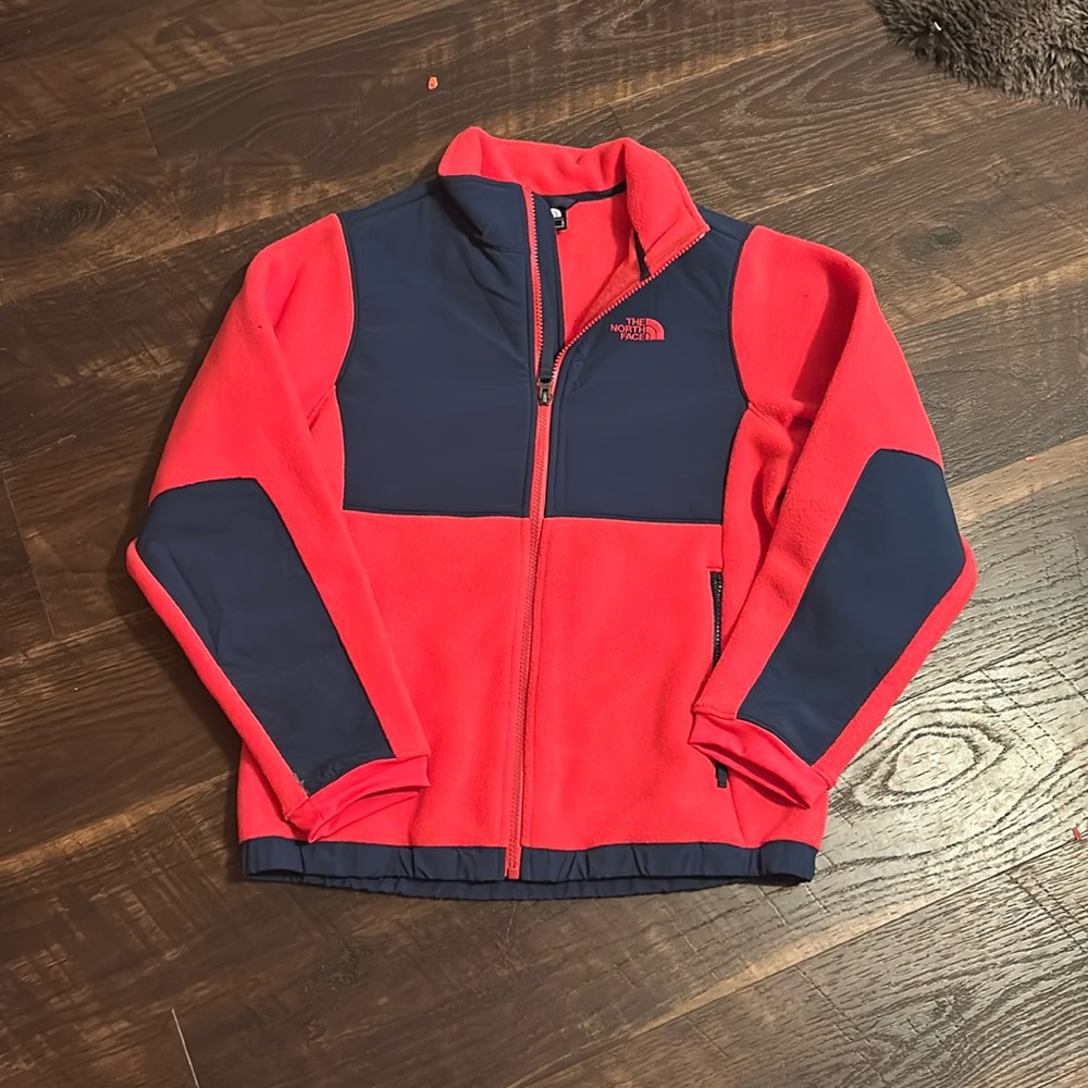 Pink North face girls size L zip up